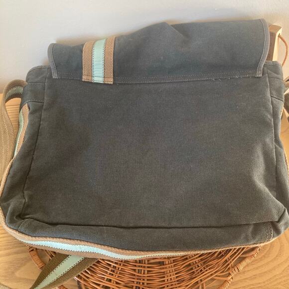 Vintage Y2K Fossil Gray Blue Canvas Crossbody Messenger Bag Commuter School - Picture 7 of 10